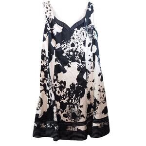 JONES NEW YORK Cotton Floral Dress 20W Romantic Event Dressy Feminine BlackWhite